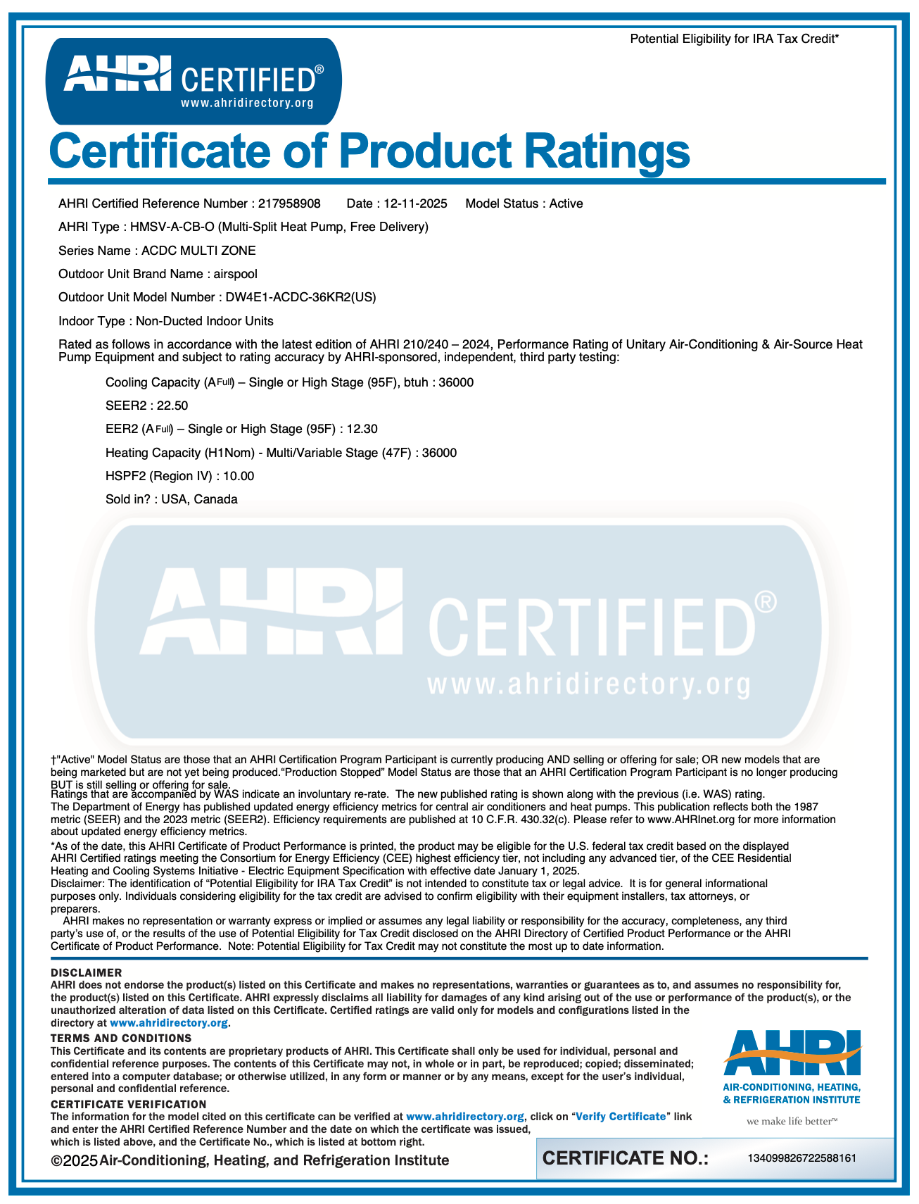 MU36 (36,000 BTU) Quick 'n' Easy hybrid/solar air conditioner/heater. In stock! Ship by next week.5 minutes/zone to connect each indoor unit to the outdoor unit. No HVAC tech needed. 5-year happiness guarantee!