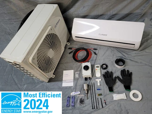 BACK IN STOCK!  Airspool Quick 'n' Easy MS12 (12,000 BTU) solar air conditioner/heater. The first true DIY hybrid mini split.  5 minutes (literally) to connect everything. Get a 30% rebate/tax credit for your purchase. 12-month happiness guarantee!