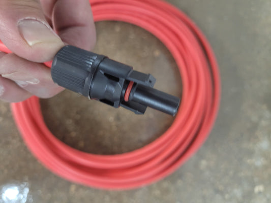10-meter red/black DC solar cables (pair) to click in your system to your solar array